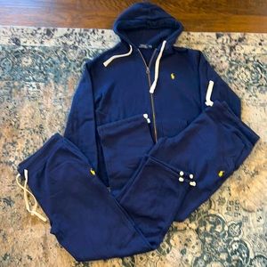 EUC Polo by Ralph Lauren Navy Sweatsuit 1 Zip Hoodie 1 XL pant